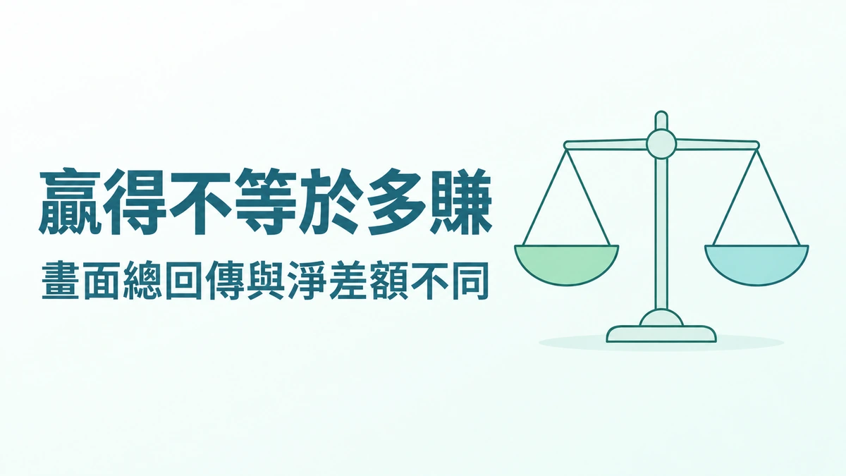 畫面寫「贏得 100」，就代表多賺 100 嗎？Win 與淨差額